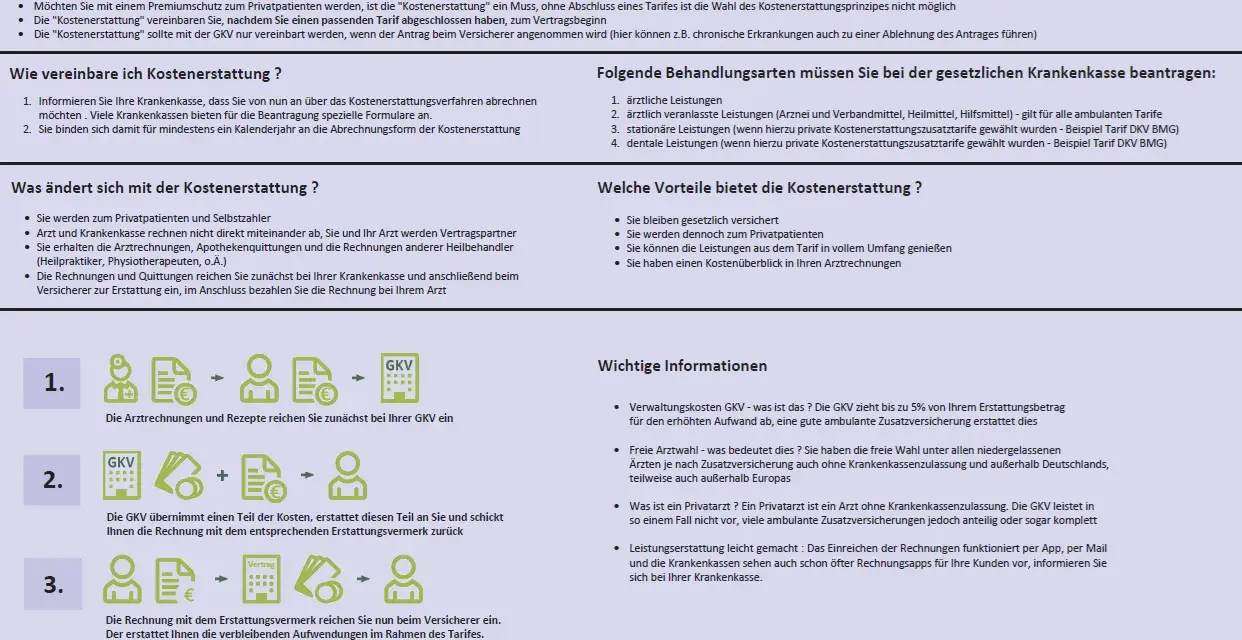 Infografik erklärt das Kostenerstattungsprinzip für Kassenpatienten mit Privatrezept.