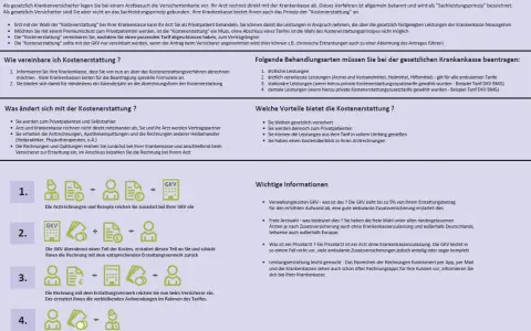 Infografik erklärt das Kostenerstattungsprinzip für Kassenpatienten mit Privatrezept.