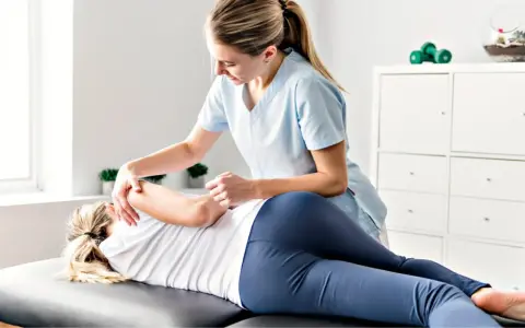 Physiotherapeutin behandelt Patientin am Rücken. Hier wird gezeigt, was bei Physiotherapie gemacht wird: gezielte manuelle Therapie zur Linderung von Schmerzen und Verbesserung der Beweglichkeit.