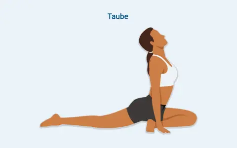 Frau in der Tauben-Yoga-Pose, die bei Ischias-Schmerzen Linderung verschafft.