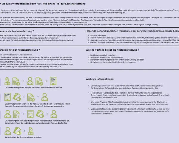 Infografik erklärt das Kostenerstattungsprinzip für Kassenpatienten mit Privatrezept.